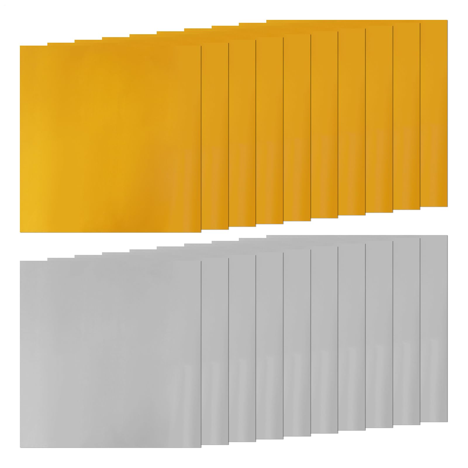 20 Pcs Embossing Foil Sheets, 15x15cm×0.07mm Gold Foil Craft, Decorative Aluminium Sheet, Brass Sheet, Raw Gold Silver Paper for DIY Cutting Crafts Making, Metal Foils Plate, Two-Color Front & Back