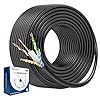 Cable Matters Cable Ethernet Cat6 Cat6 de cobre desnudo de 10 Gbps con clasificación de elevación en pared (CMR) de 10 Gbps – 300 pies, carrete de cable Ethernet Cat 6, cable Cat 6 a granel, negro