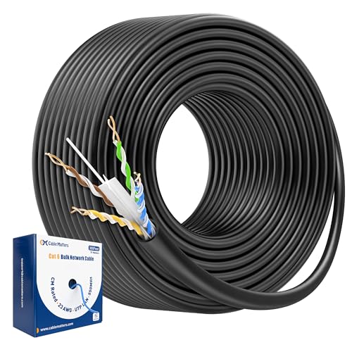 Câble Ethernet Cat6 Cable Matters noir 23 AWG, bobine de cordon réseau en vrac de 91m