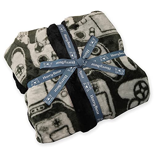 Harry Bear Gaming Kinderbademantel, Bademantel Jungen, Bademantel Kinder Jungen, Kuscheliger Fleece-Morgenmantel Kinder Mit Kapuze, Grau 140