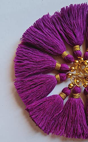 Image of Zippy Flora Micro 1.5 inch Length Cotton Handmade Tassels for Saree /Blouse /Dupatta /DIY /Decor (Pack of 12) (Purple)