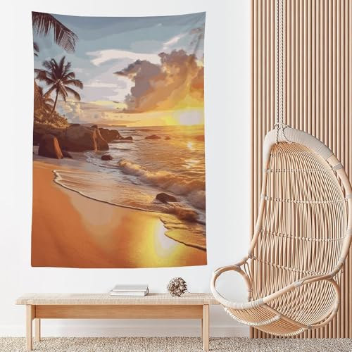 Tapisserie murale coucher de soleil en textile doux haute finition