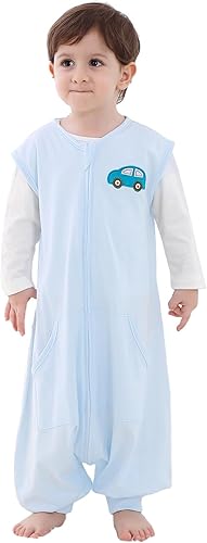 Saco de dormir para bebé con pies sin mangas, saco de dormir para bebé, saco de dormir azul, 3-5T, XL