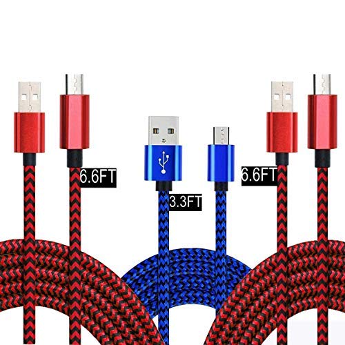 Micro USB Android Charger Cable 2Pack 6FT Fast Charge Quick Charging Cord for Samsung Galaxy S6/S7 Edge Active J3/J7 Sky Pro Prime Tab E S2/4 Grand Prime Note 4 5 LG G4 G3 Moto Droid Turbo 2 E4 E5
