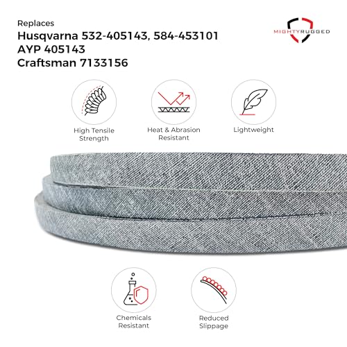 Image of 584453101 532405143 405143 Craftsman Mower Belt Replacement, 105 3 /4 inch - Heavy-Duty, Durable, Aramid Cord 532 40 51-43 Replacement for Husqvarna 46 Inch Deck Belt YTH22V46 YTH21K46 Riding Lawn Mower