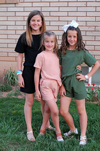 Flypigs Girls Shorts And Shirt Outfit Linen 2 Piece Set Short Sleeve Summer Clothes Set With Side Pockets, 9-10 Y #TOP4