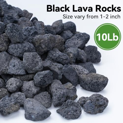 Image of Pulovin 10lbs Lava Rocks for Fire Pit, 1 inch-2 inch Black Propane Fire Pit Rocks