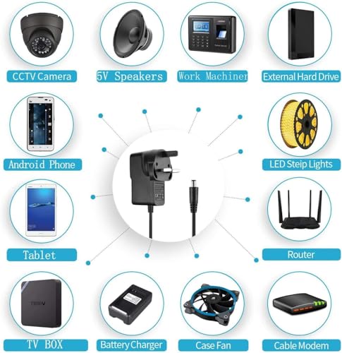 5V 2A Power Supply Adapter,Universal AC to DC Power Adapter 100-240V with 7 Tips DC Plug Adapters AC Charger for LED Strip Lights, Android, TV Box, Router, Speaker and Tablet more 5V Home Appliances