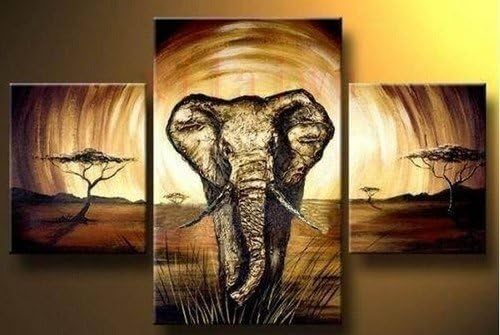 Shining Deals 3PC MODERN ABSTRACT HUGE WALL ART OIL PAINTING ON CANVAS-Elephant Handmade beautiful modern abstract huge wall art PRINT-d2(No Frame)