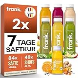 Frank Juice 2x Saftkur 7 Tage fasten für Paare | 84 x 330ml Säfte + 14 x 60ml Bio Ingwer shot | Direktsaft kaltgepresst Vegan | ideale Fastenkur aus frischem Obst & Gemüse | Premium Qualität