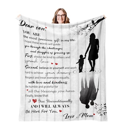 VESDEIN Gifts for Adult Son Blanket from Mother,to My Son Birthday Gifts for 18 Year Old Boy,Son Gifts from Mom Dad,Present for My Son Blanket from Mom 40"x50"in 40"x50"in