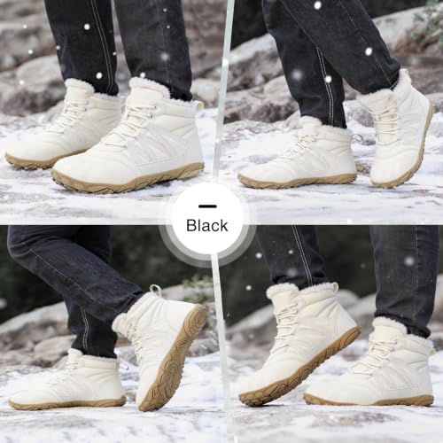 Image of Womens Mens Barefoot Boots Shoes Minimalist Winter Snow Boots Warm Ankle Booties Zero Drop Sole Wide Toe Box Slip on Sneakers