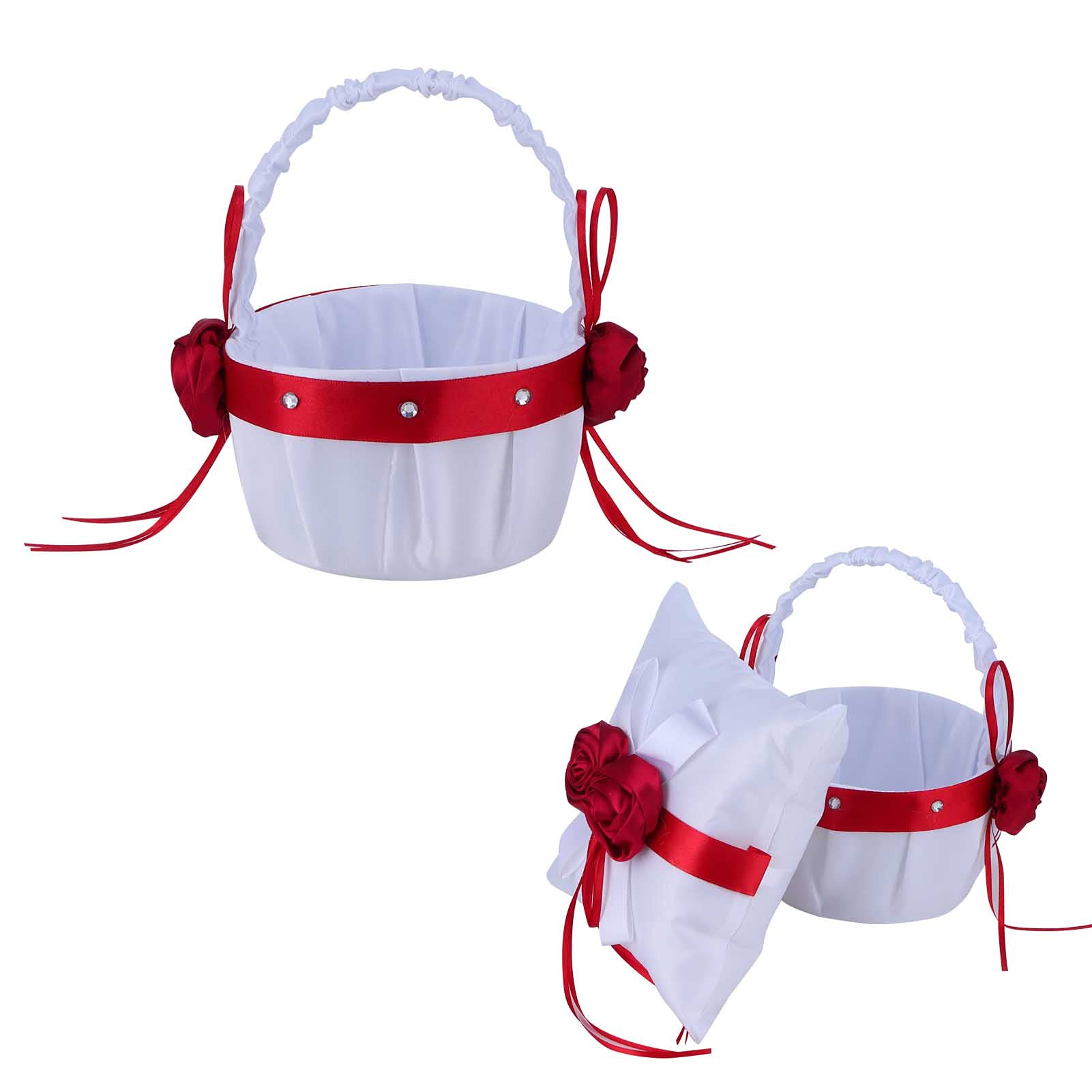 Wedding Ring Pillow, Multi Purpose White Flower Basket Fabric for Wedding for Flower Girls