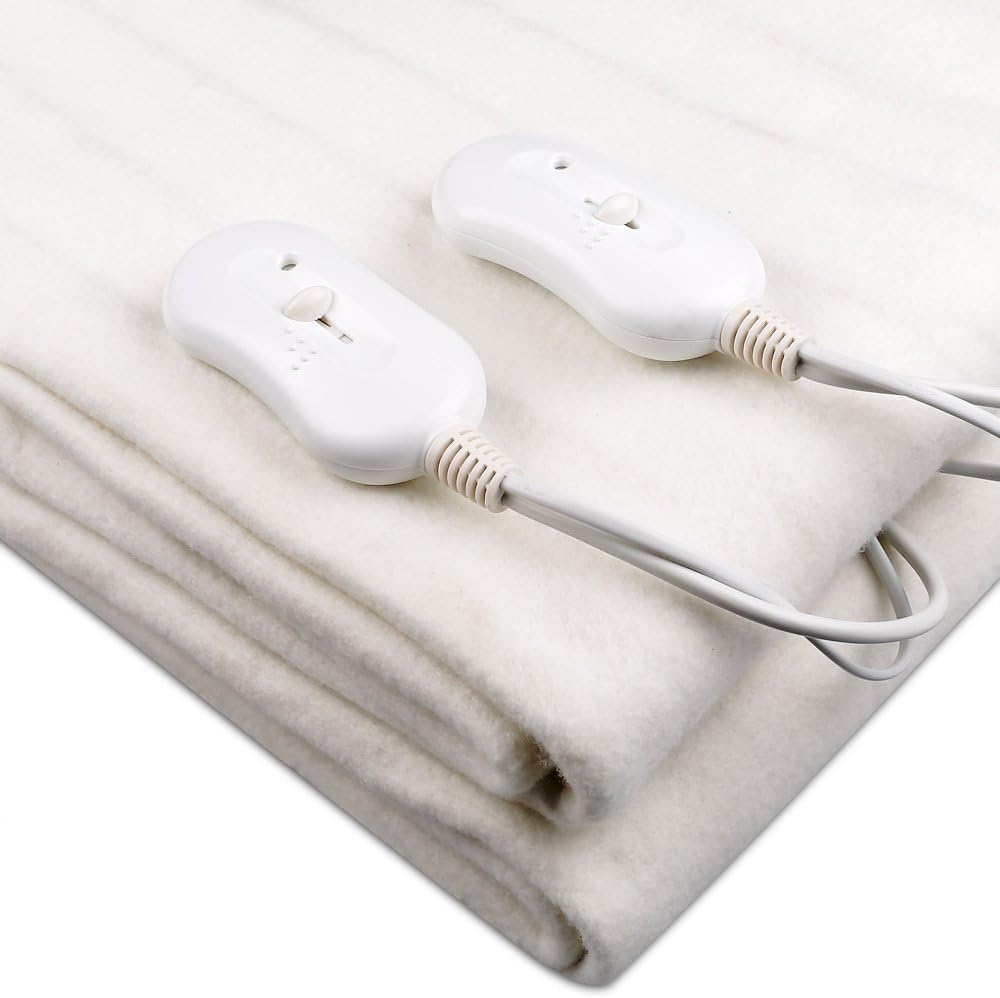 Topper riscaldato elettrico doppio, 140 x 160 cm, 2 x 60 W, 3 livelli di temperatura, 2 controlli rimovibili, protezione contro il surriscaldamento