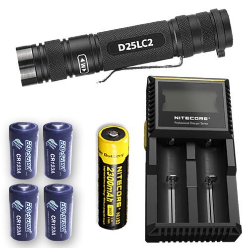 Eagletac D25LC2 Nichia - Linterna con Cargador D2, NL183 y 4X Eco-Sensa CR123A