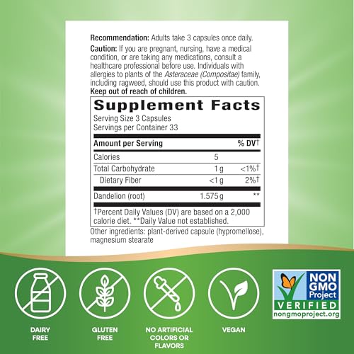image for Nature's Way Dandelion Root, Traditional Diuretic Herb*, Traditionally