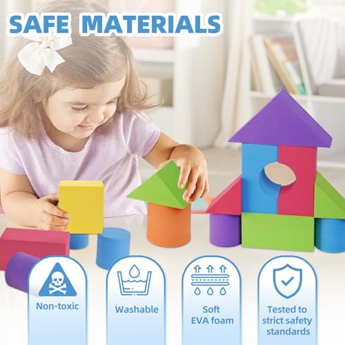 Bingyouth BLOCKS001 Large Building Foam Blocks For Toddlers, 30 Pieces Eva Stacking Foam Building Blocks Toy Set, Non-Toxic thumb #4