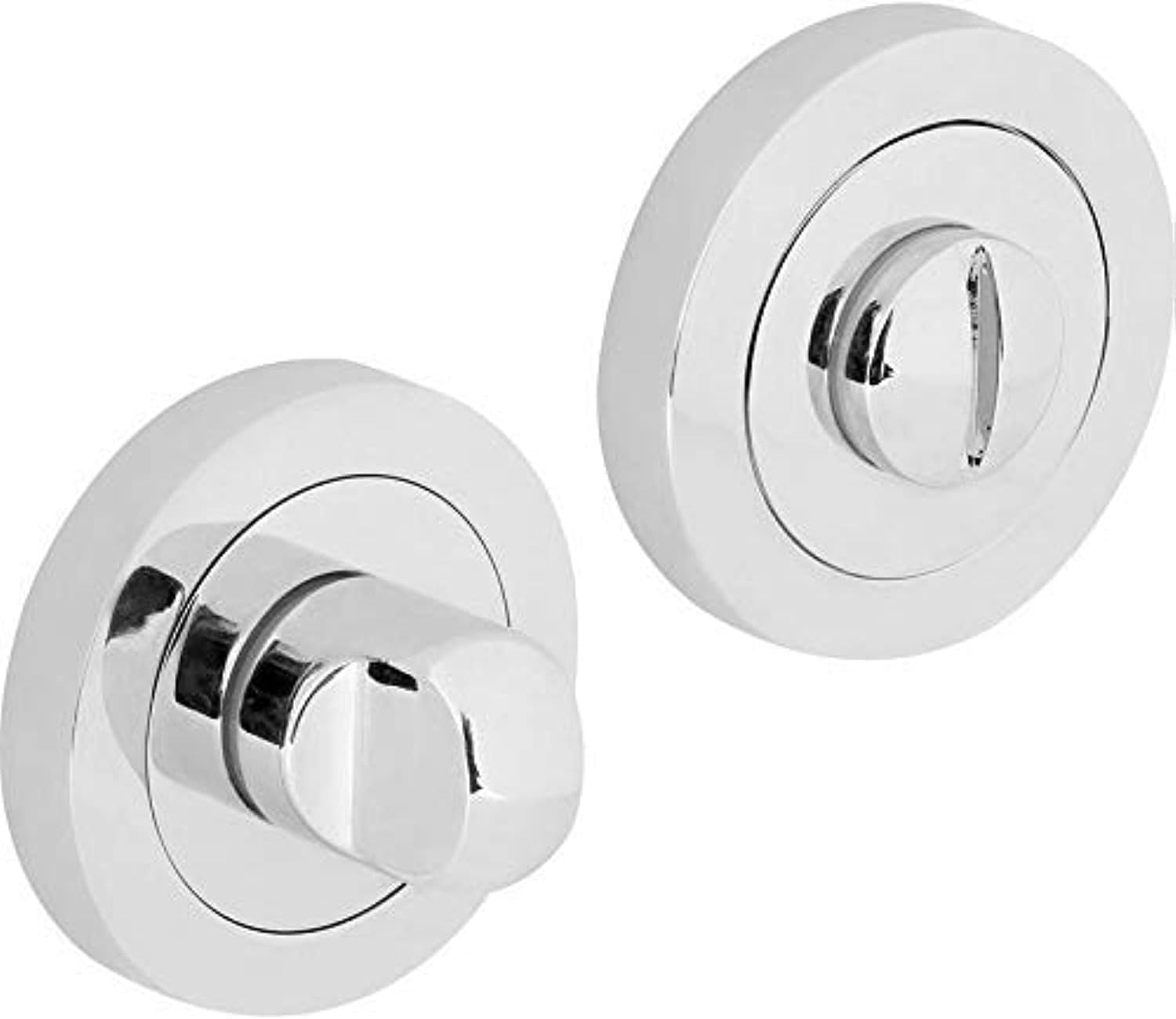 Designer Levers - Bathroom Toilet WC Door -Thumbturn Twist & Release Lock - Polished Chrome - Screw On Rose - Set