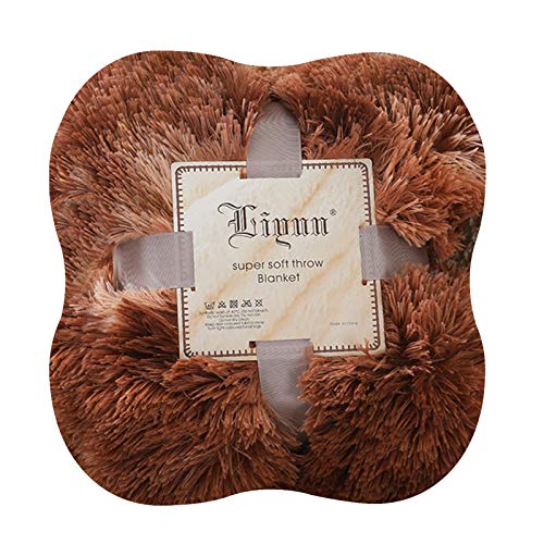 Fuzzy Faux Fur Blanket, 31"X47" Soft Warm Double Layer Lightweight Fluffy Cozy Plush Fleece Comfy Shaggy Throw Blanket #TOP4