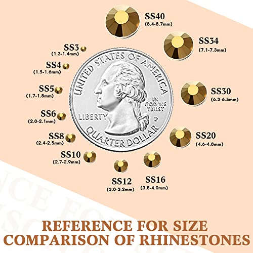 Image of 22000 Pcs Hotfix Rhinestone Bulk Crystal Iron on Flat Back Nail Gems Hot Fix Round Glass Rhinestones for Bedazzling DIY Crafts Clothes Shoes Supplies Decoration 2.7-2.9mm(SS10, Gold)