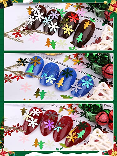 Ebanku 12 Colors Laser Snowflakes Glitter Nail Sequins, 3D Christmas Holographic Snowflakes Flakes Nail Sequins, Sparkly Snowflakes Flakes Nail Glitter For Xmas Diy Nail Art Decoration Resin Mold #TOP3