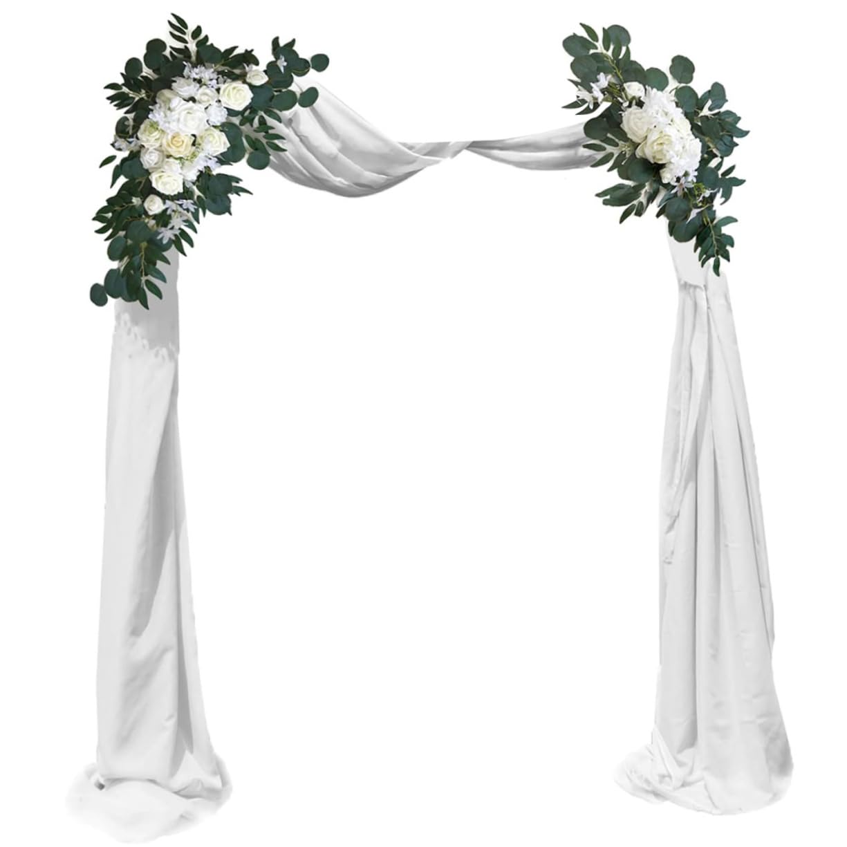Zerodeko Künstliche Blumengirlande für Hochzeitsbögen 1 Satz Weiß | Seidenblumen mit Tüll, für Innen und Außen, Romantische Deko für Feier und Arrangement