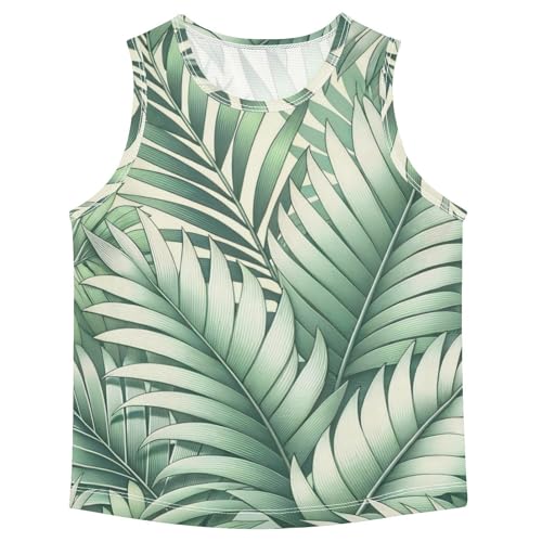 susiyo Plam Leaves Pattern Boys Sleeveless Tank Top Girls Athletic T Shirt
