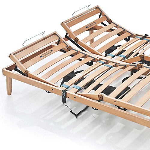 EVERGREENWEB Bettgestell mit Lattenrost aus Holz 140x200 cm, Ortopädisch, 2 gesonderte ELEKTRISCHE Verstellbare Kopf- und Füßteil, 4 Zonen mit Steifigkeitsreglern, 5 Abnehmbare Beine | Modell ORANGE – Bild 4