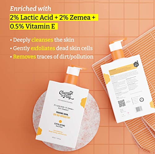 Image of Chemist At Play Exfoliating Body Wash + Exfoliating Face Wash | With Ph Value 4.5-5, Helps To Gently Remove Dead Skin Cells | Suitable For Dry, Normal & Combination Skin Type | 236ml + 100ml