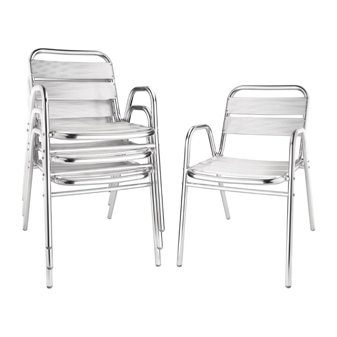 Bolero U501 Lot de 4 chaises en aluminium avec accoudoirs arqués