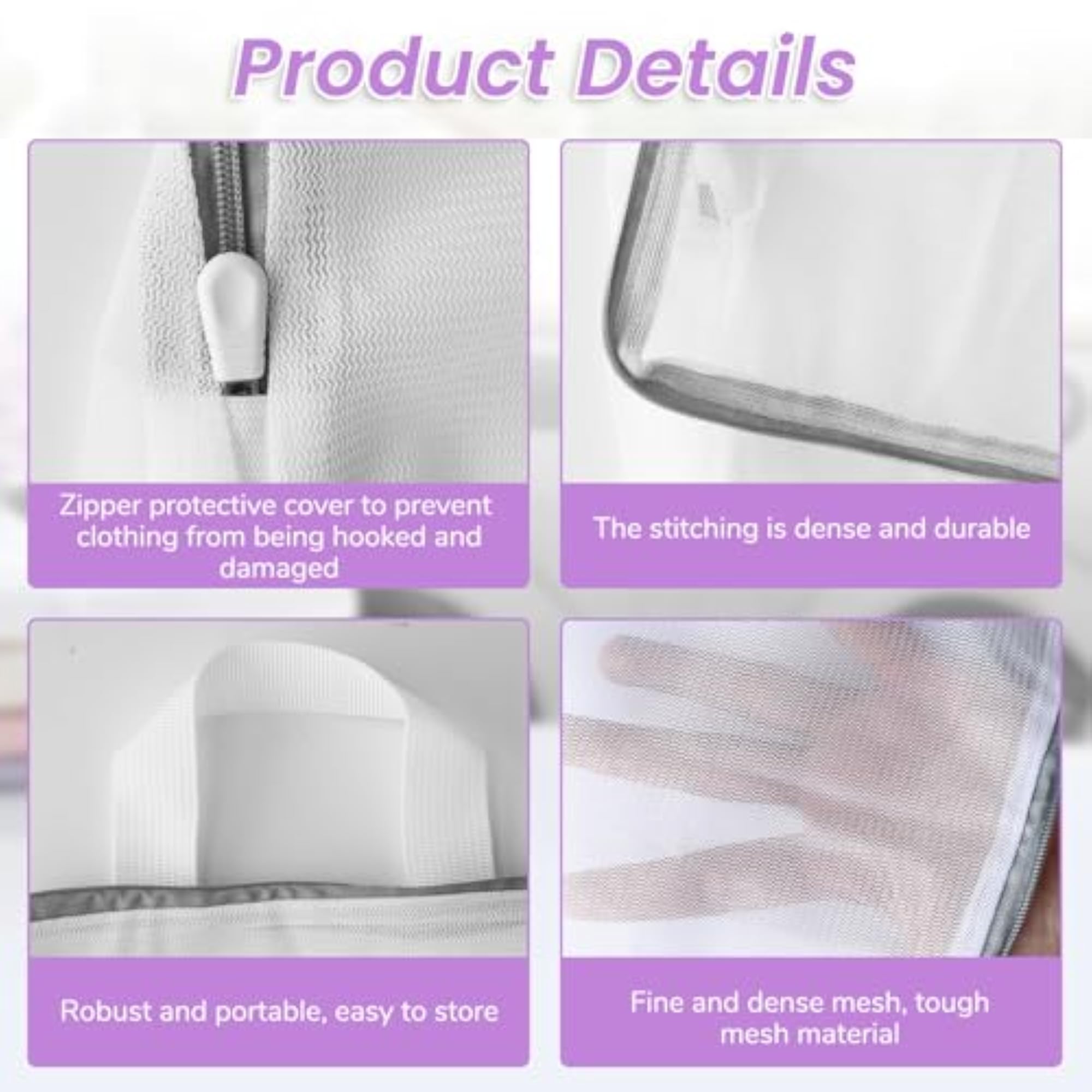 4Pcs Hanging Mesh Laundry Bags for Socks and Delicates