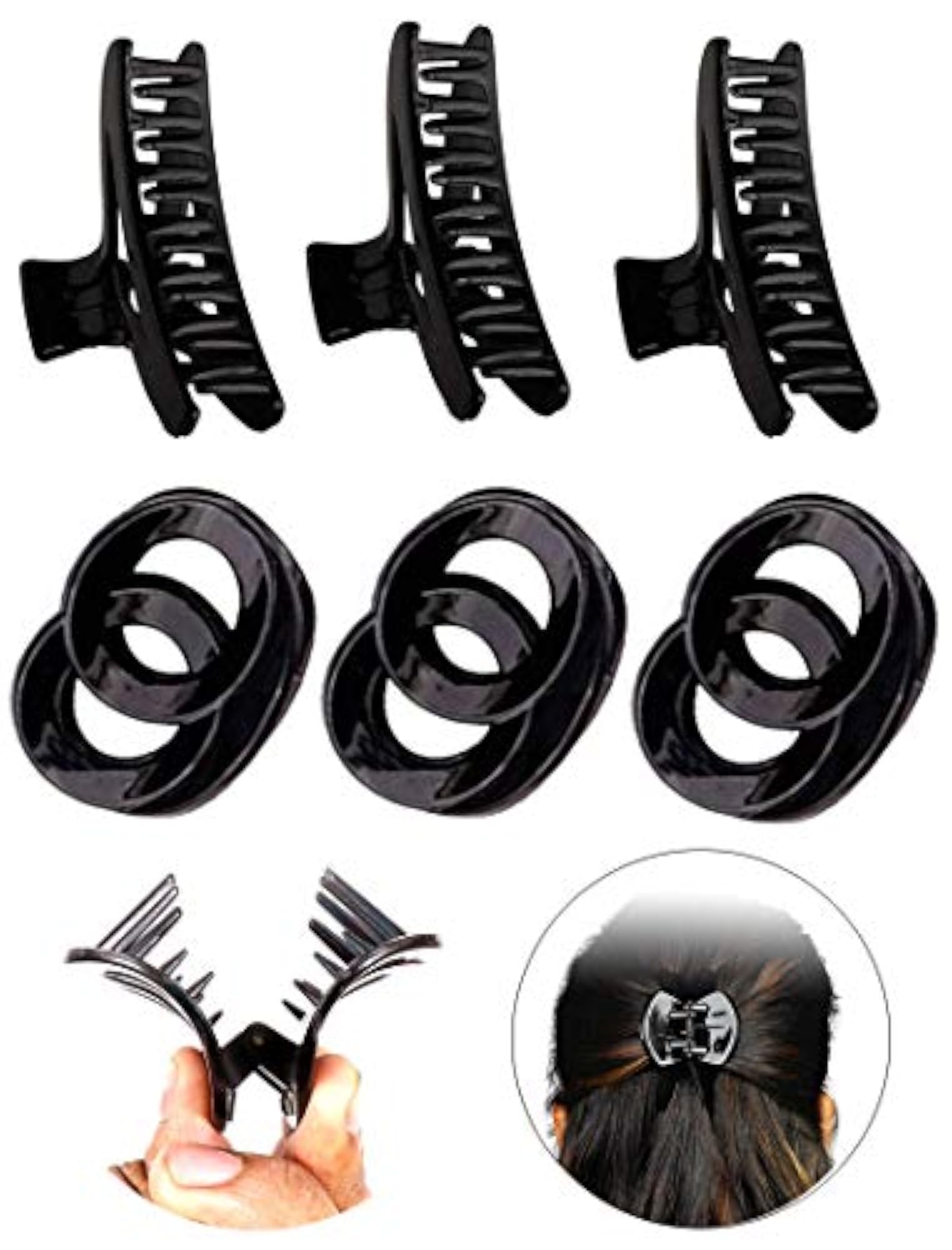 Black Plastic Butterfly Clutcher Clips for Women & Girls