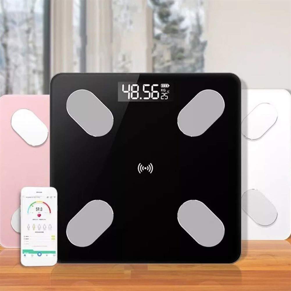 Balance de salle de bain professionnelle à affichage numérique Smart Scale Bluetooth, adaptée aux balances de salle de bain domestiques durables (couleur : blanc (USB)) (rose (pas de batterie))