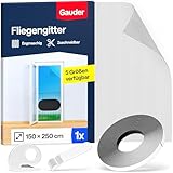 GAUDER Fliegengitter für bodentiefe Fenster - Insektenschutz ohne Bohren - Fliegengitter mit Klettband - Fliegennetz aus Polyester - Mückennetz & Moskitonetz für Fenster & Tür (150 x 250 cm - schwarz)