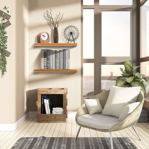Jmaisiu Floating Shelves, Set Of 2 Wall Shelves With Invisible Brackets, 19.7Inch Natural Wooden Shelves For Wall Decor, Hanging Storage Shelves For Bedroom Kitchen Bathroom Living Room Decoration #TOP1