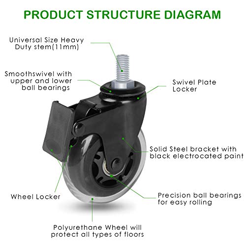 Hirate 3 inch Brake Caster with 3/8"-16UNC Threaded Stem Wheel Replacement by Hirate - Used condition - Image 4