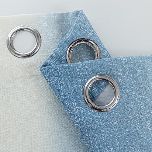 Pleasant Boulevard | Faux Linen Curtains [2 Panels] Elegant Living Room Bedroom Window Drape Curtain, Grommet Eyelet Style (52 X 84In, Gradient Blue) #TOP2