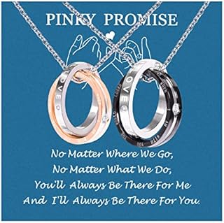 SUNSH Matching Necklaces for Couples, Pendant Necklace Women Men Matching Promise Rings Pendant Set, Stainless Steel Couple Necklace for Him Her Anniversary Jewelry Gift for Christmas