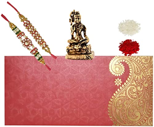 Rakhi lot de 2 bracelets Rakshabandhan avec kit Roli Chawal pour fêter vos frères