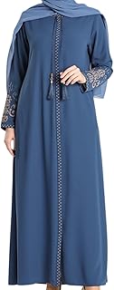 Women's Embroidered Sleeves Abaya and Embroidered On The Side of The Zipper Long Sleeve Floor Length Turkish Fashion - Buy now