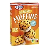 Dr. Oetker Muffins, 8er Pack (8 x 380 g), Backmischung für klassischen Rührteig mit Schokostückchen zum Zubereiten von 12 saftigen Muffins, inkl. Papierbackförmchen