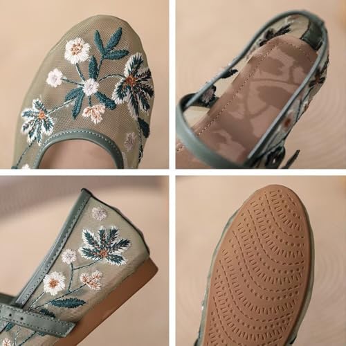 Hee grand Mesh Ballet Flats for Women Floral Embroidered Round Toe Ballerina Shoes Mary Jane Flats4