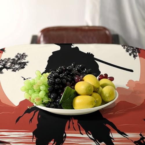 Nappe rectangulaire table de samouraï lin rustique anti-tache 140x140