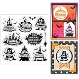 GLOBLELAND Deutsch Halloween Text Transparente Silikonstempel Halloween Kürbis Klare Stamps Ecke Silikonstempel Für Kartengestaltung DIY Prägung Journaling