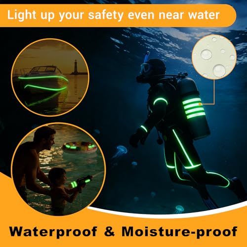 Image of High Brightness Glow in the Dark Tape for Safety Marking, Art Craft DIY, Halloween Deco and Party Accessories. Non-Toxic Adhesive, Waterproof Rechargeable Luminous Tape (1 in X 30 ft)