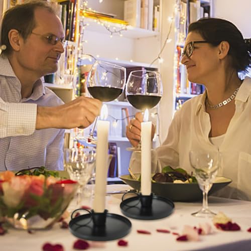 Bougeoirs en Fer Forgé Noir 2 Pièces, Décoration De Style Rétro, Ameublement, Adapté Aux Tables À Manger Et À La Création D'Atmosphère. – Image 5