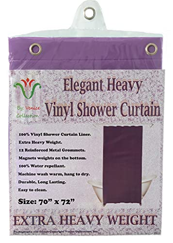 Venice Collections Elegant Heavy Duty Vinyl Shower Curtain Liner With 12 Metal Grommets Purple #TOP2