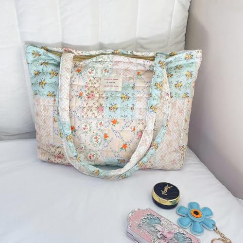 Image of Sunwel Fashion Top Zipper Floral Quilted Bag Small Tote Bag for Women
