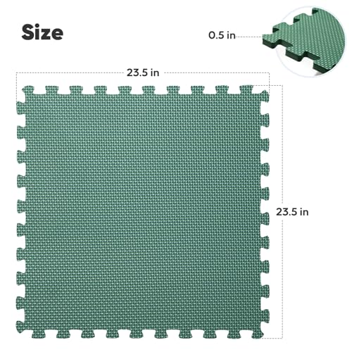 Image of 32 Pack 128 sqft Home Gym Mat, Puzzle Exercise Mat, EVA Interlocking Foam Floor Tiles for Home Workout Equipment and Kids' Play Areas - Blue, 24 in x 24 in x in - (Green, 32 Pack(128 SQ FT))