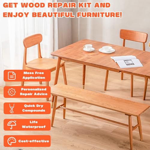 Image of Dark Walnut Wood Filler Kit,4 Color Woods Repair Kit,Scratch Cover for Dark Woods, Repair Cracks, Stains,Hole for Laminate Floor Door Table Cabinet, Restore a Finish for Wood Black,Walnut